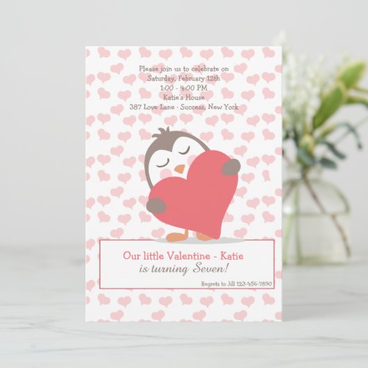 De Uitnodiging van de Pinguïn van Valentijn (Staand voorkant)