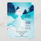 De uitnodiging van de Snow Queen Birthday Party (Voorkant / Achterkant)