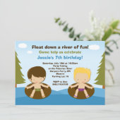 De uitnodiging van de Tubing Birthday Party (Staand voorkant)