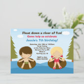 De uitnodiging van de Tubing Birthday Party (Staand voorkant)