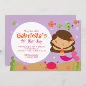 De Uitnodiging van de Verjaardag van de meermin (Voorkant / Achterkant)