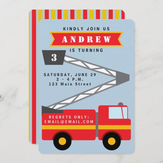 De uitnodiging van de Vuurman van de Jongen (Voorkant / Achterkant)