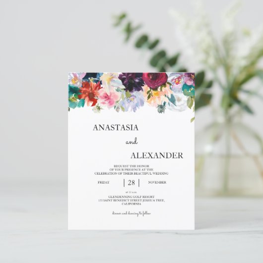 De uitnodiging van de Waterverf van de begroting.  (Staand voorkant)