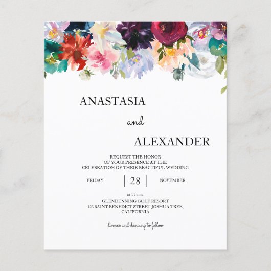 De uitnodiging van de Waterverf van de begroting. (Voorkant)