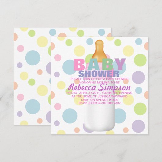 De Uitnodiging van de zuigfles & van het Baby (Voorkant / Achterkant)