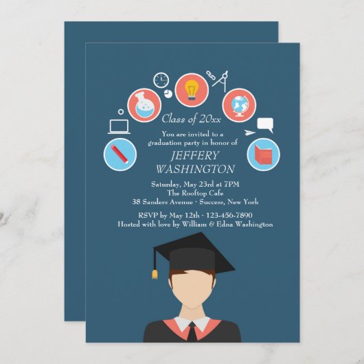 De uitnodiging van het Afstuderen Afstuderen (Voorkant / Achterkant)