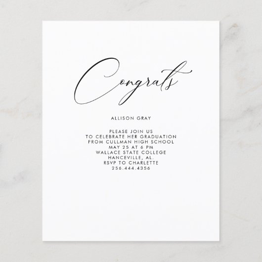 De Uitnodiging van het Afstuderen van de Foto van  Flyer (Achterkant)