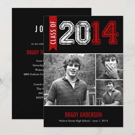 de Uitnodiging van het Afstuderen van de Grunge - (Voorkant / Achterkant)