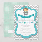 De Uitnodiging van het Baby shower van de Jongen (Voorkant / Achterkant)