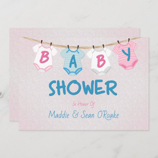 De Uitnodiging van het Baby shower van de Lay-out  (Voorkant / Achterkant)
