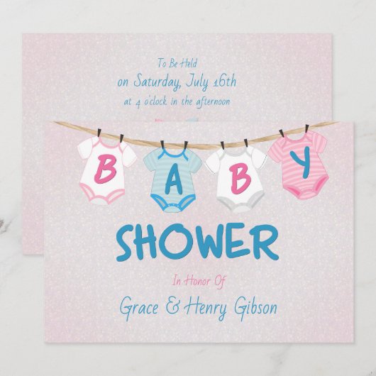 De Uitnodiging van het Baby shower van de Lay-out  (Voorkant / Achterkant)