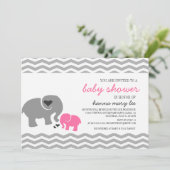 De Uitnodiging van het Baby shower van de olifant (Staand voorkant)