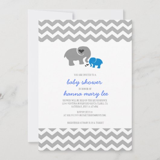 De Uitnodiging van het Baby shower van de olifant (Voorkant)
