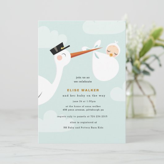 De Uitnodiging van het Baby shower van de opslag m (Staand voorkant)