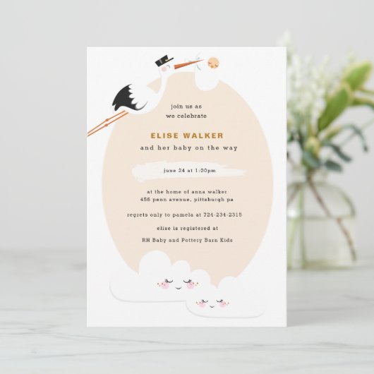 De Uitnodiging van het Baby shower van de opslag m (Staand voorkant)