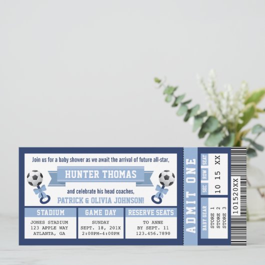 De Uitnodiging van het Baby shower van de Ticket v (Staand voorkant)