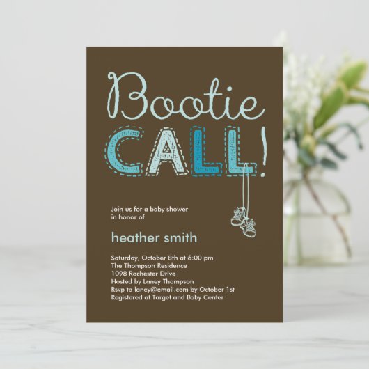 De Uitnodiging van het Baby shower van de Vraag va (Staand voorkant)