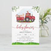 De uitnodiging van het Baby shower van het boerder (Staand voorkant)