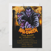 de uitnodiging van het happy Halloween-monster (Voorkant)