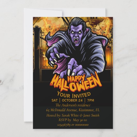 de uitnodiging van het happy Halloween-monster (Voorkant)