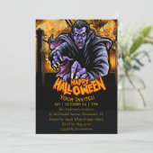 de uitnodiging van het happy Halloween-monster (Staand voorkant)