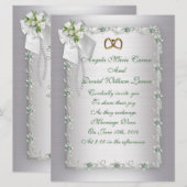 De Uitnodiging van het huwelijk elegant wit groot  (Voorkant / Achterkant)