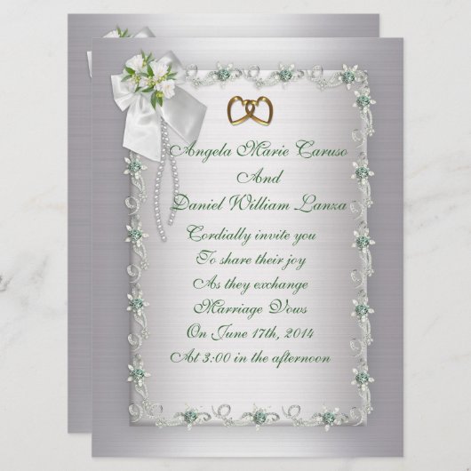 De Uitnodiging van het huwelijk elegant wit groot  (Voorkant / Achterkant)