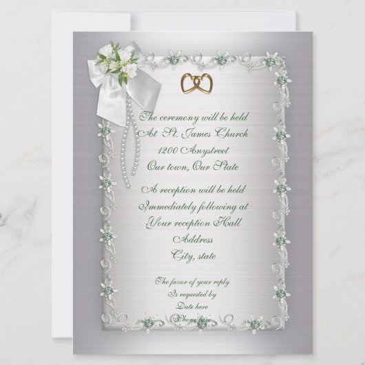 De Uitnodiging van het huwelijk elegant wit groot  (Achterkant)