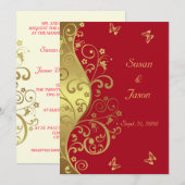 De Uitnodiging van het huwelijk—Gouden Zwemelen & (Voorkant / Achterkant)