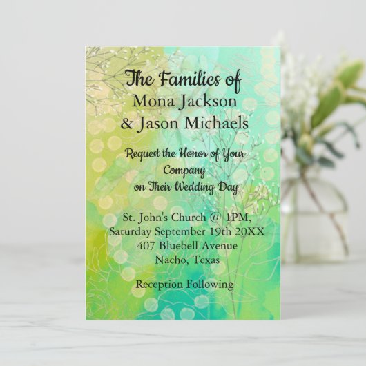 De Uitnodiging van het huwelijk in Ontwerper Groen (Staand voorkant)