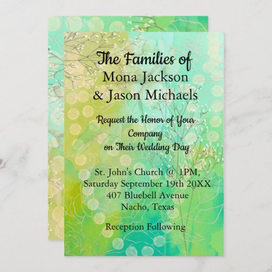 De Uitnodiging van het huwelijk in Ontwerper Groen (Voorkant / Achterkant)