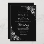 De Uitnodiging van het huwelijk Modern Zwart-wit (Voorkant / Achterkant)