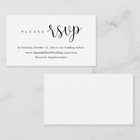 De Uitnodiging van het huwelijk Online RSVP, de Mo Informatiekaartje (Voorkant / Achterkant)