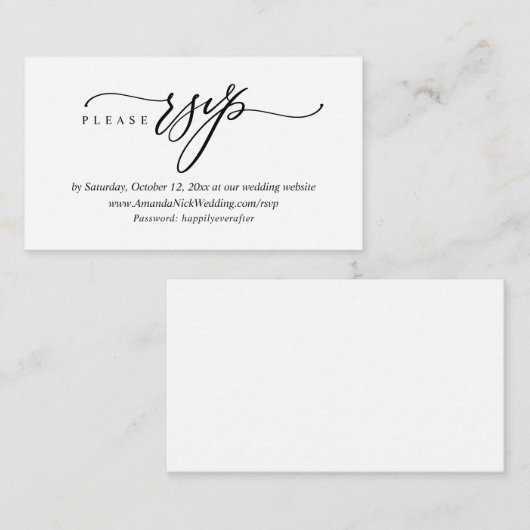 De Uitnodiging van het huwelijk Online RSVP, de Mo Informatiekaartje (Voorkant / Achterkant)