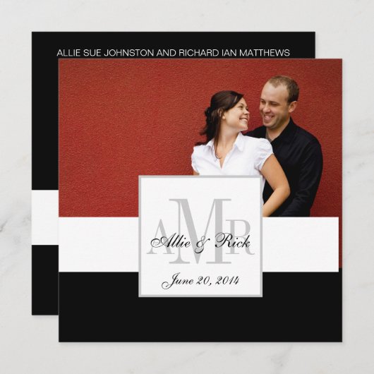 De Uitnodiging van het Huwelijk van het Monogram (Voorkant / Achterkant)