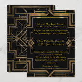 De uitnodiging van het huwelijk zwart & goud, groo (Voorkant / Achterkant)