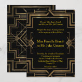 De uitnodiging van het huwelijk zwart & goud, groo (Voorkant / Achterkant)