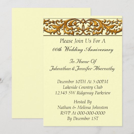 De Uitnodiging van het Jubileum van het huwelijk (Voorkant / Achterkant)