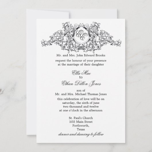 De uitnodiging van het "Kate" Monogram Wedding (Voorkant)