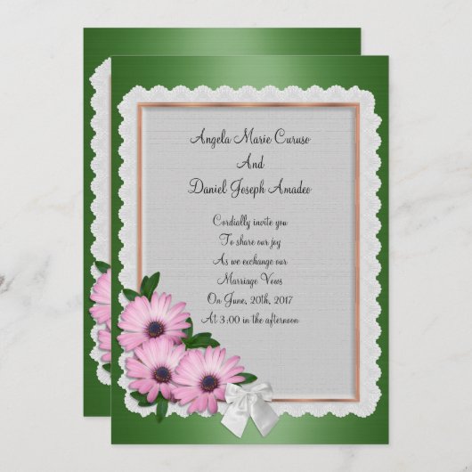 De uitnodiging van het Paars om te trouwen op groe (Voorkant / Achterkant)