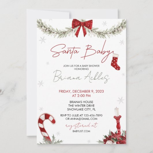 De Uitnodiging van het Santa Baby shower, Kerstmis (Voorkant)
