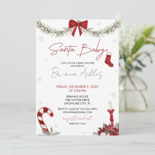 De Uitnodiging van het Santa Baby shower, Kerstmis (Staand voorkant)