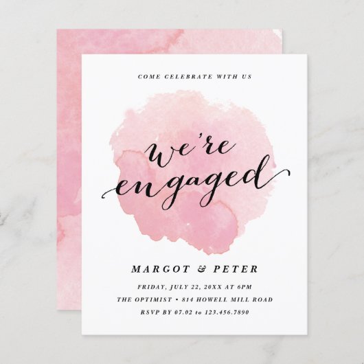 De Uitnodiging van het Verloving van de Waterverf (Voorkant / Achterkant)