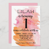 De uitnodiging van het waterverf Roze Meisje van d (Voorkant / Achterkant)