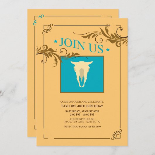 De Uitnodiging van het western-Thema van de (Voorkant / Achterkant)