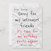 De uitnodiging van Introvert om de dag van de Dag  (Voorkant)