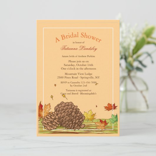 De Uitnodiging van Pinecones van de herfst (Staand voorkant)