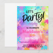 De uitnodiging van TieDye & Slime Girl Birthday. (Voorkant / Achterkant)