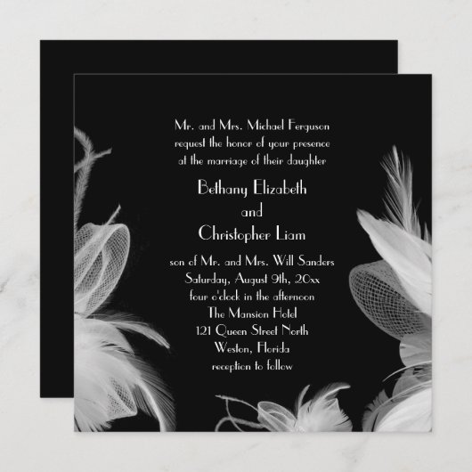 De uitnodiging voor bruiloft van 1920 (Voorkant / Achterkant)