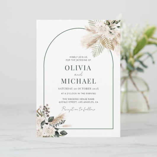 de uitnodiging voor de bruiloft van de moderne aar (Staand voorkant)